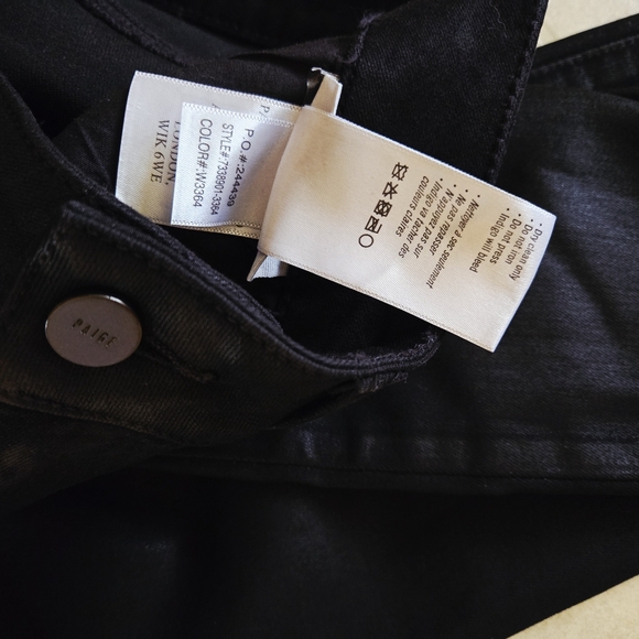Paige Black Cheeky Fog Luxe Coating High Rise Stretch Jeans Women's Size 30 - Picture 10 of 10